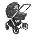 Carrozzina combinata RAMONA 3in1 con cesta per neonato Silver STRIPE