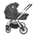 Carrozzina combinata RAMONA 3in1 con cesta per neonato Silver STRIPE